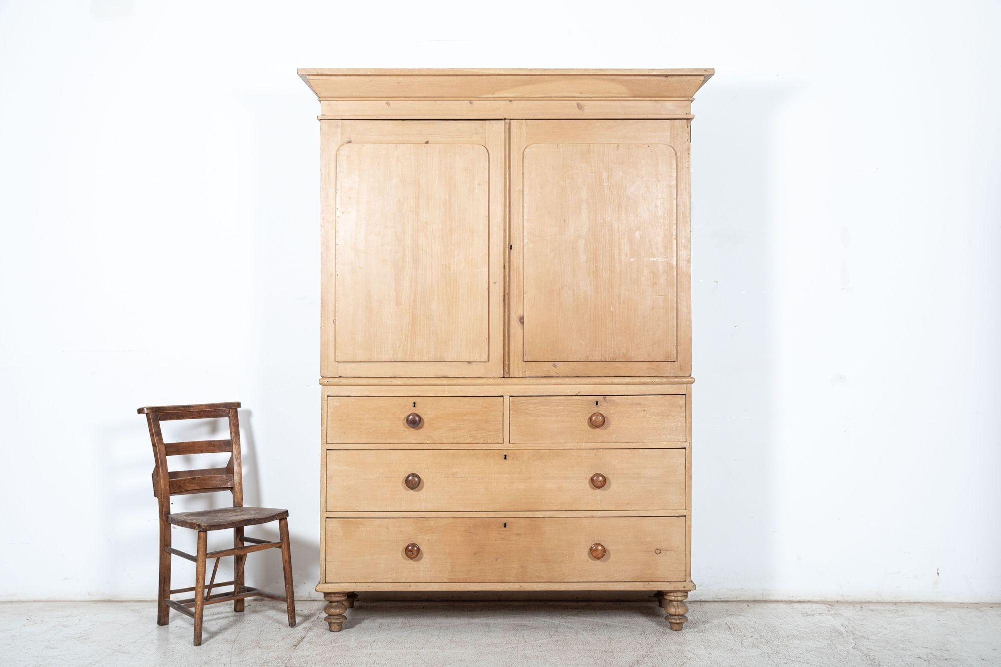 19thC English Pine Linen Press Cupboard In Good Condition In Staffordshire, GB