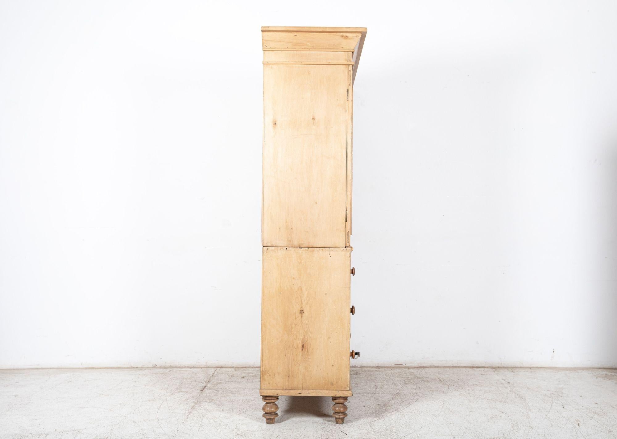 19thC English Pine Linen Press Cupboard 2