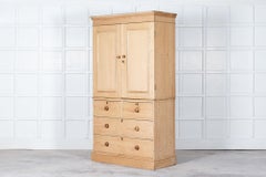 19thC English Pine Linen Press