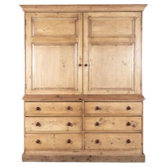 19thc English Pine Linen Press / Housekeepers Cupboard