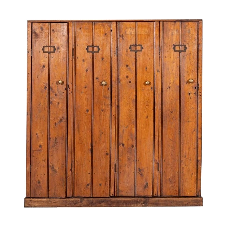 19thC English Pine Locker Cabinet