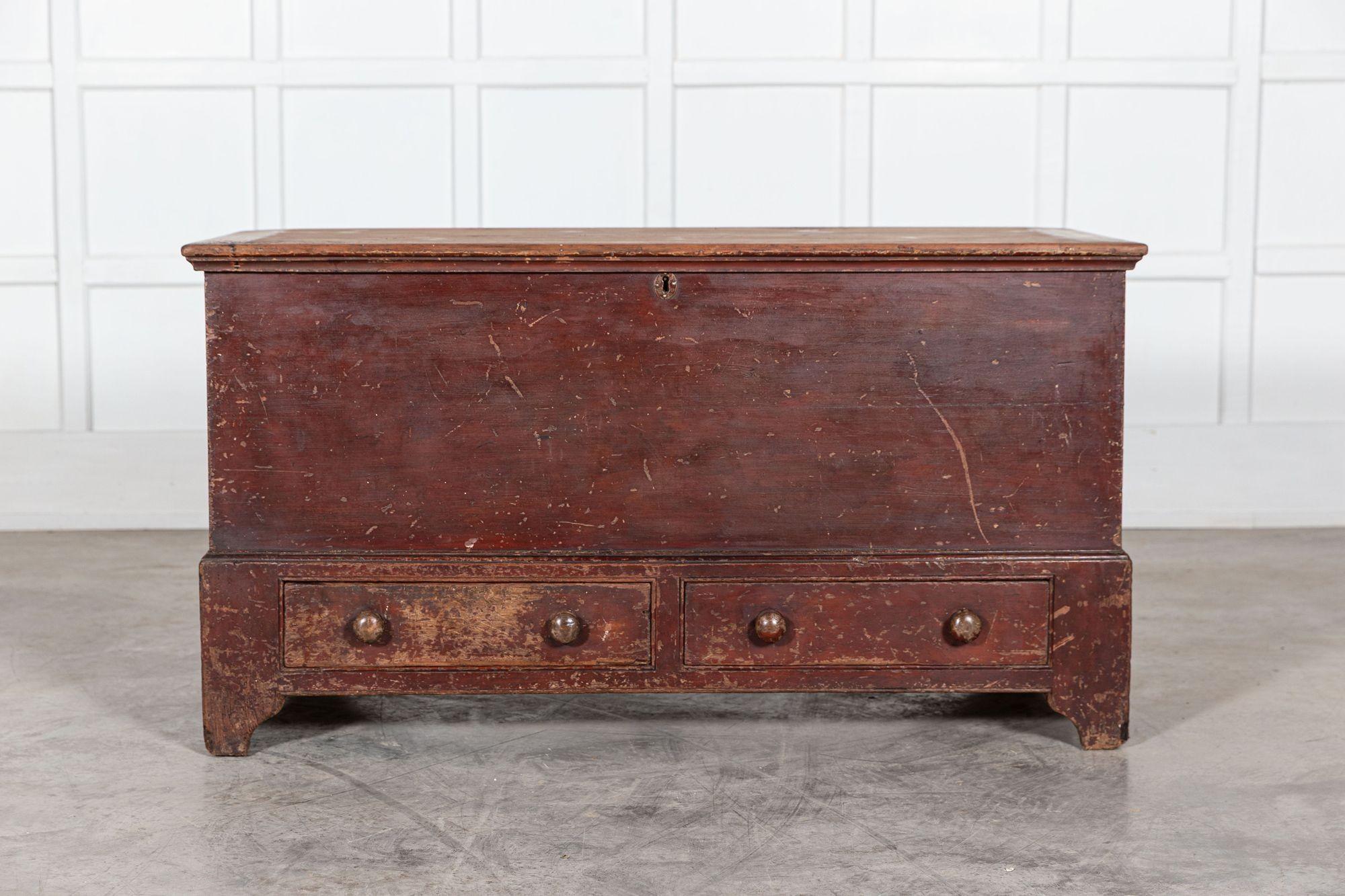 19thC English Pine Mule Chest For Sale 1