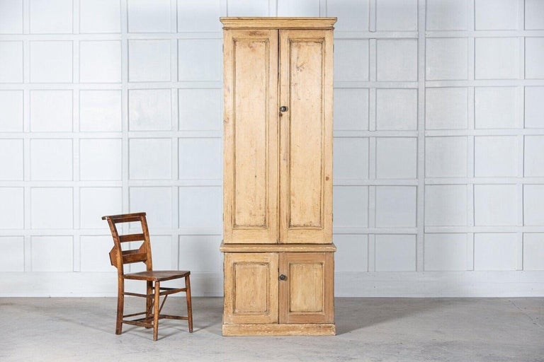 19th Century 19thC English Pine Tall Cupboard For Sale