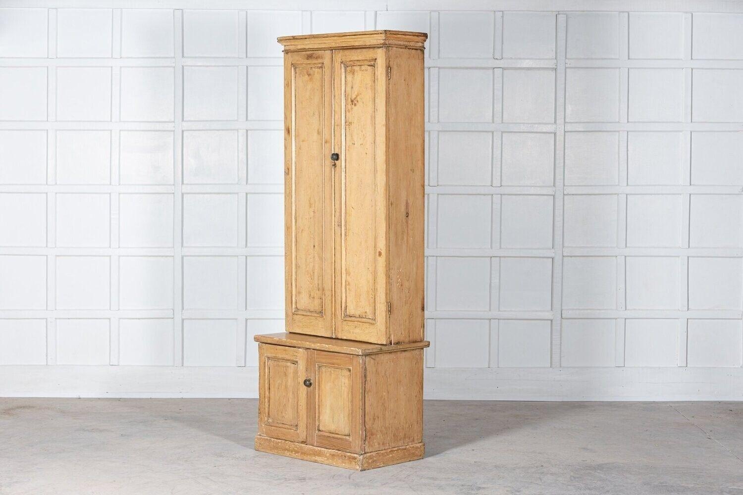 19th Century 19thC English Pine Tall Cupboard