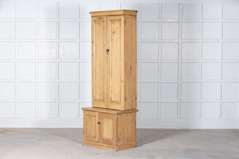 19thC English Pine Tall Cupboard For Sale 1
