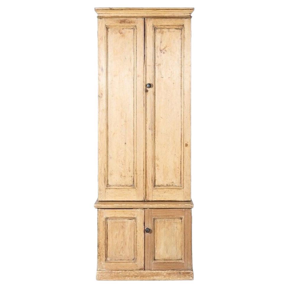 19thC English Pine Tall Cupboard