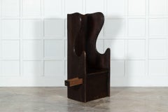 19thC English Pine Vernacular Wingback Tavern Settle