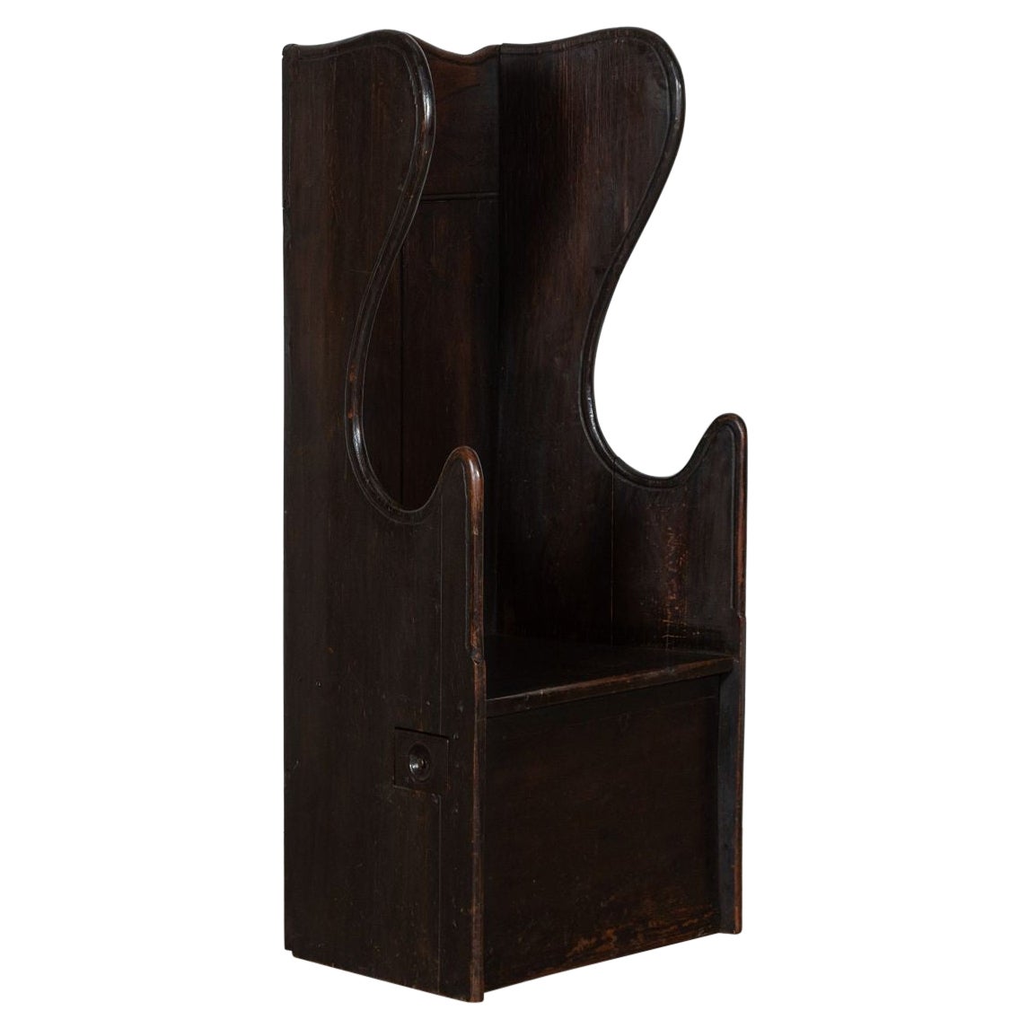 19thC English Pine Vernacular Wingback Tavern Settle