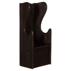 19thC English Pine Vernacular Wingback Tavern Settle