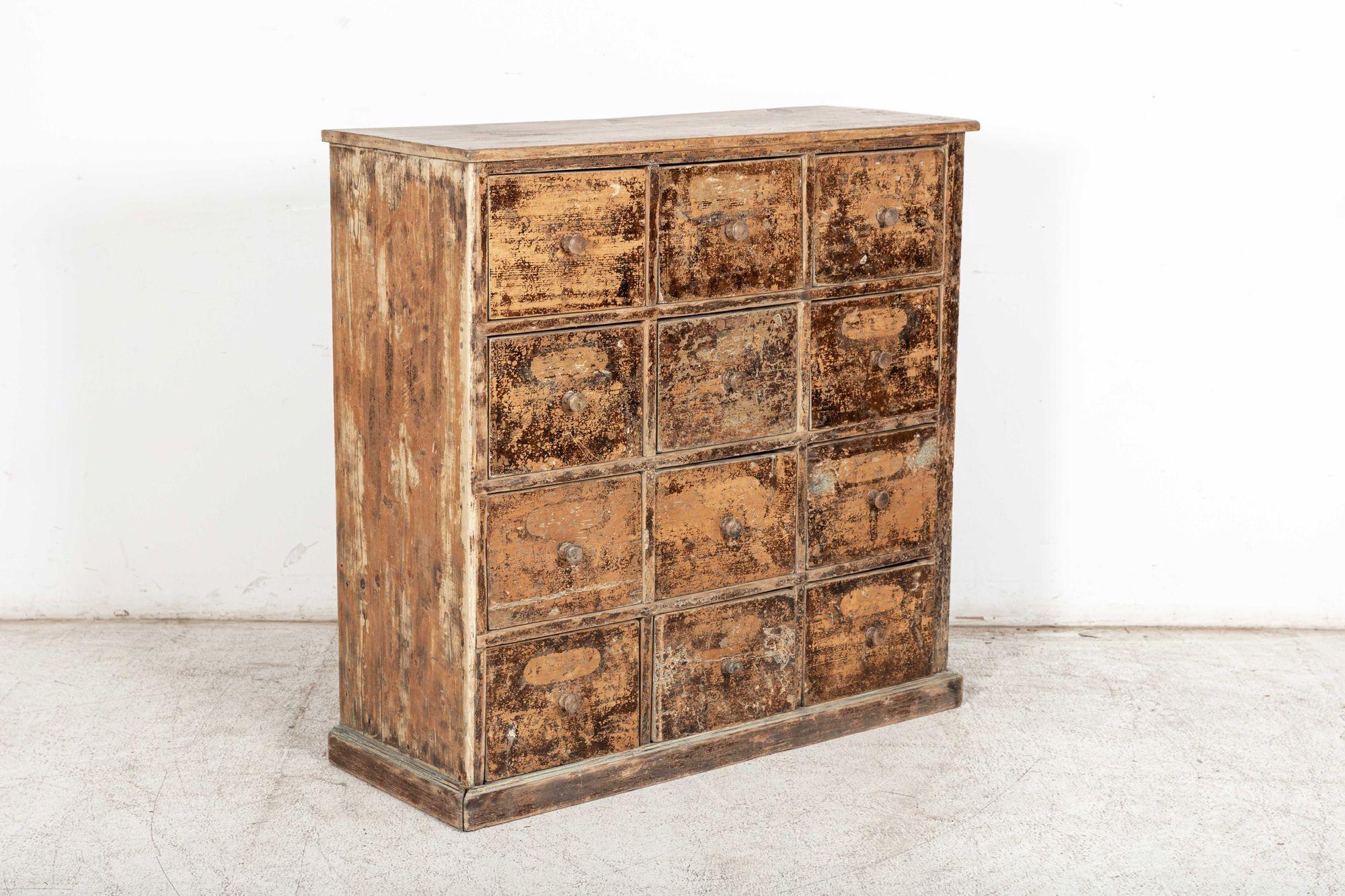 19th Century 19thC English Pine Workshop Drawers For Sale
