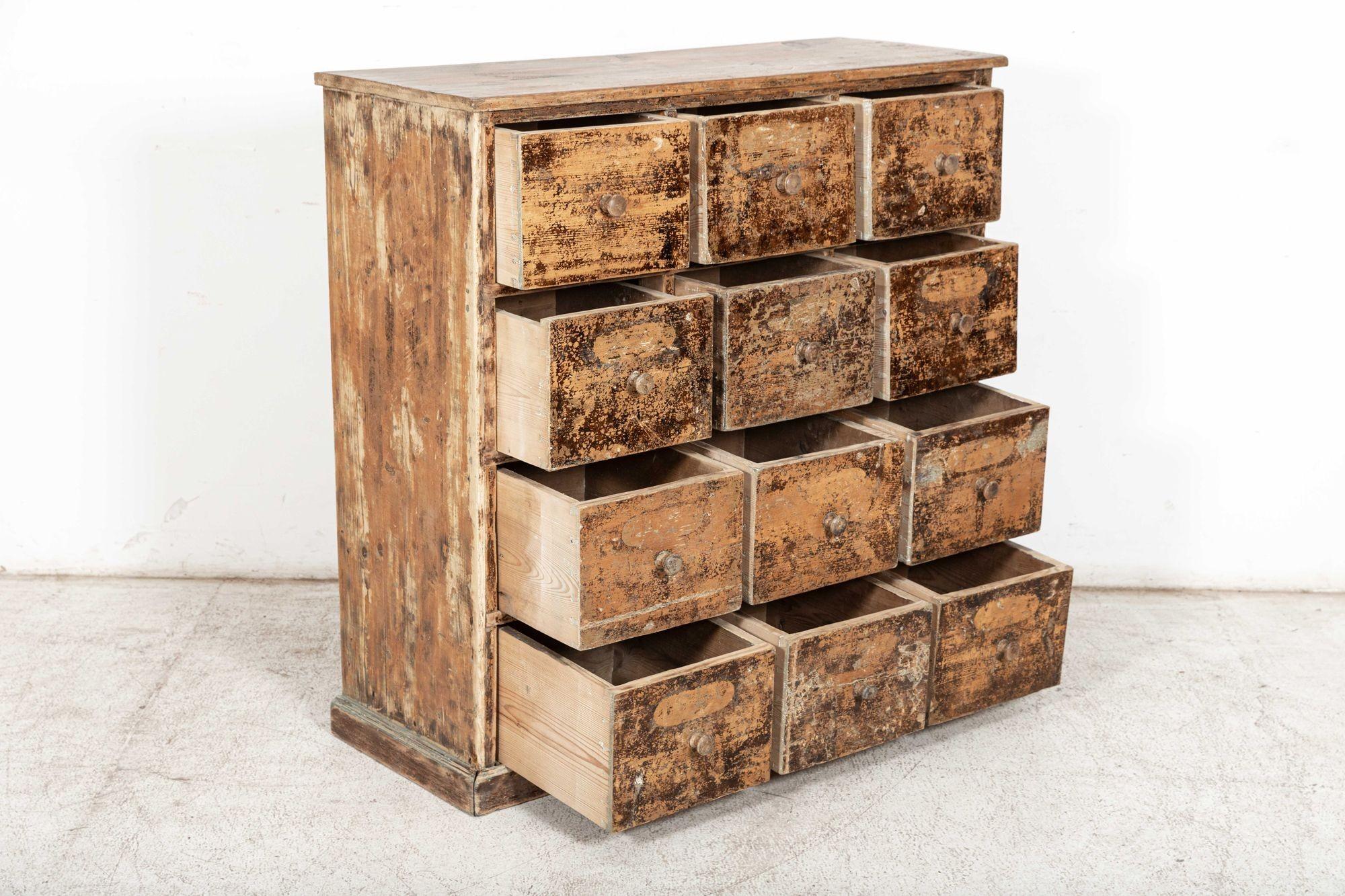19thC English Pine Workshop Drawers For Sale 1