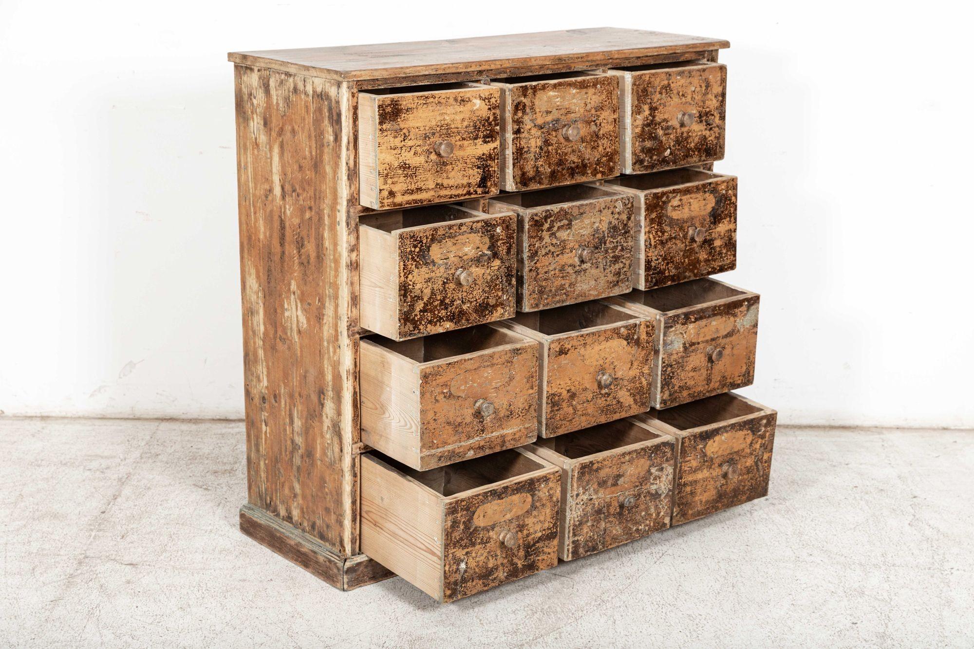 19thC English Pine Workshop Drawers 1