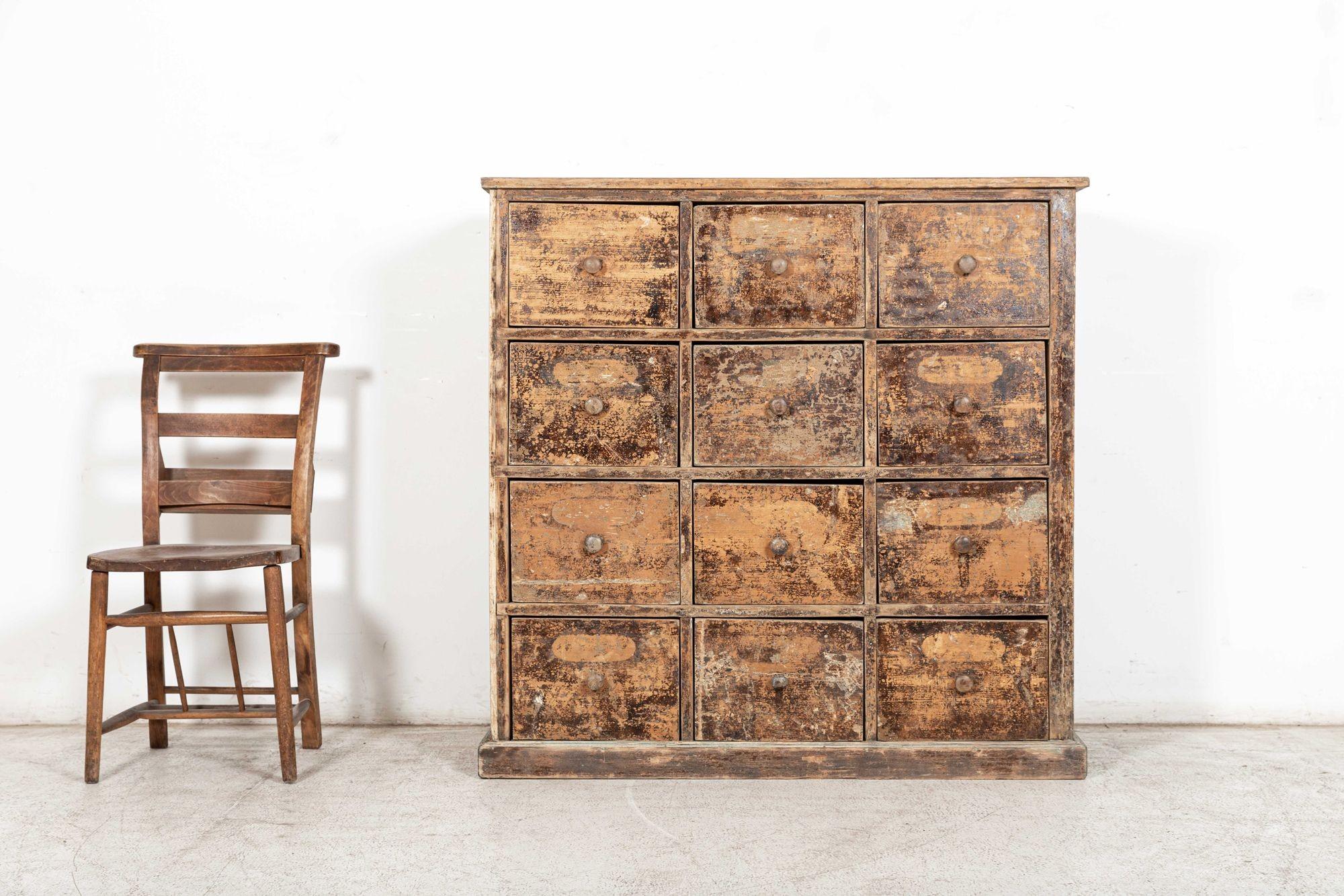 19thC English Pine Workshop Drawers For Sale 2