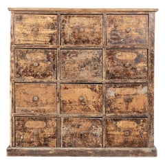 Antique 19thC English Pine Workshop Drawers