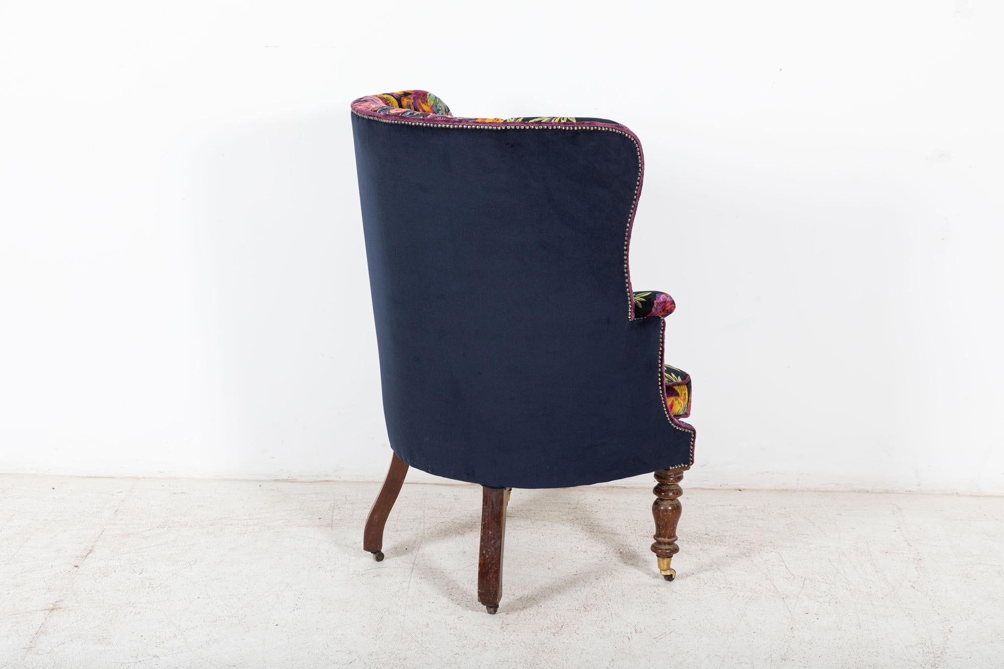 19thC English Porters Armchair Re-Upholstered in Liberty For Sale 4