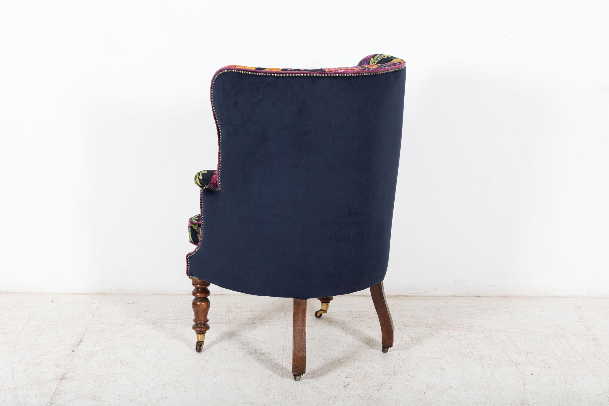 19thC English Porters Armchair Re-Upholstered in Liberty For Sale 1