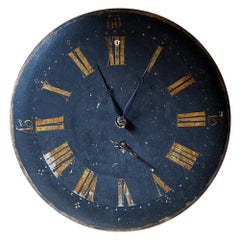19thC English Provincial Painted Weight-Driven Hook & Spike Wall Clock