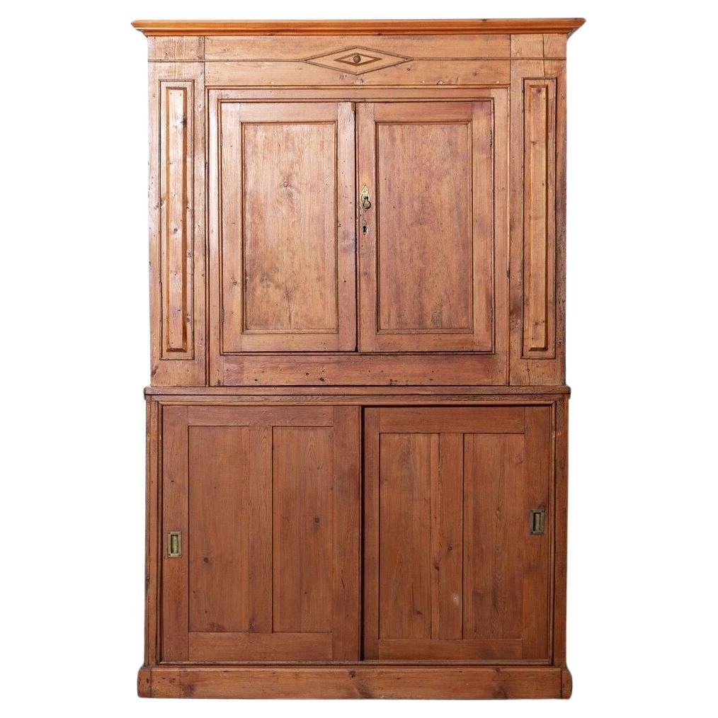 19thC English Provincial Pine Housekeepers Cabinet For Sale