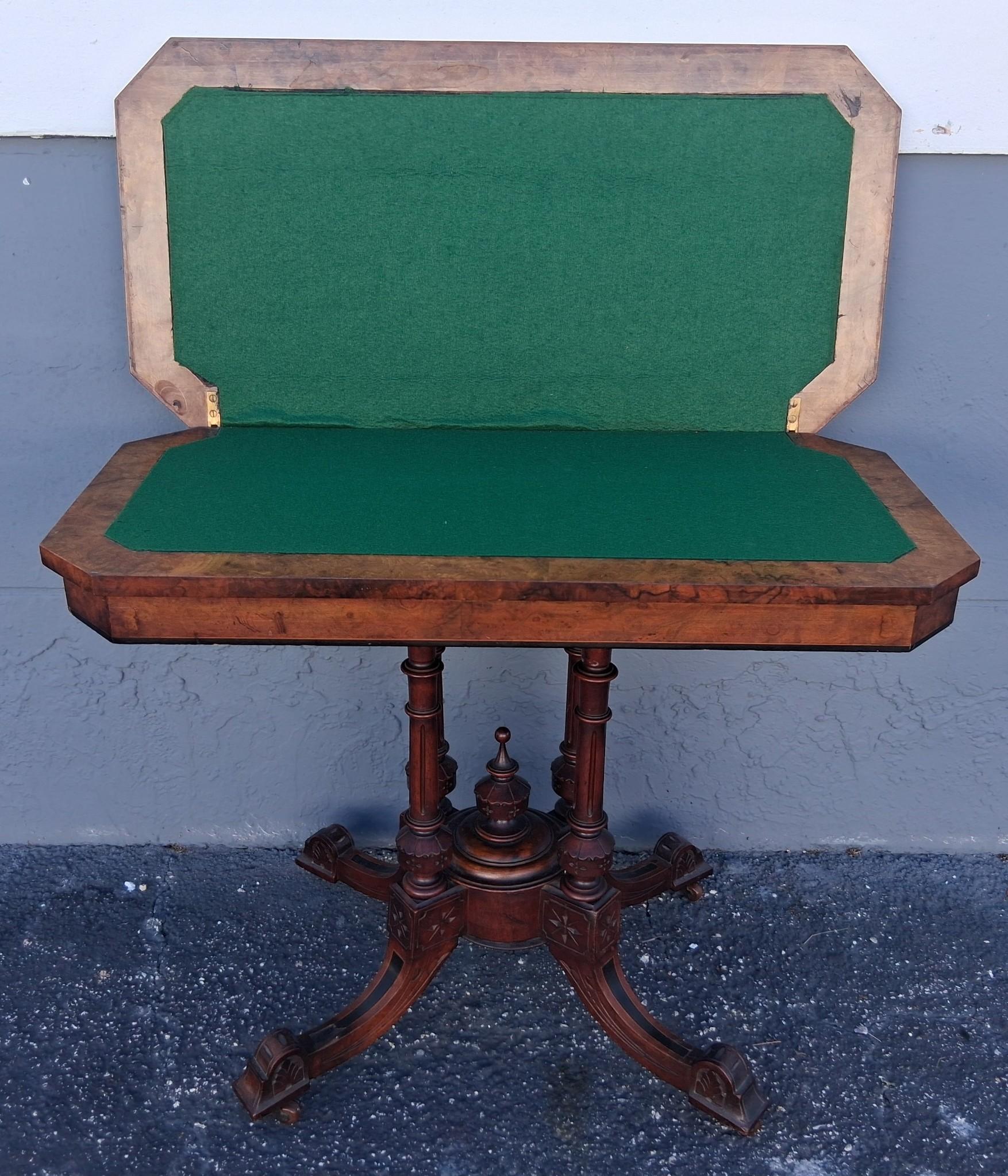 Mesa de juego/consola inglesa del siglo XIX con incrustaciones de madera de brezo en venta 4