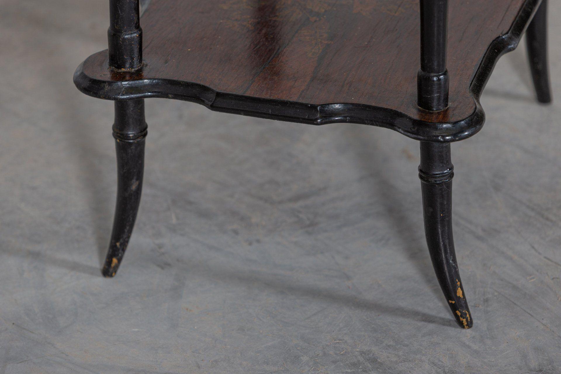 19th C English Rosewood Chinoiserie Two Tier Side Table For Sale 8