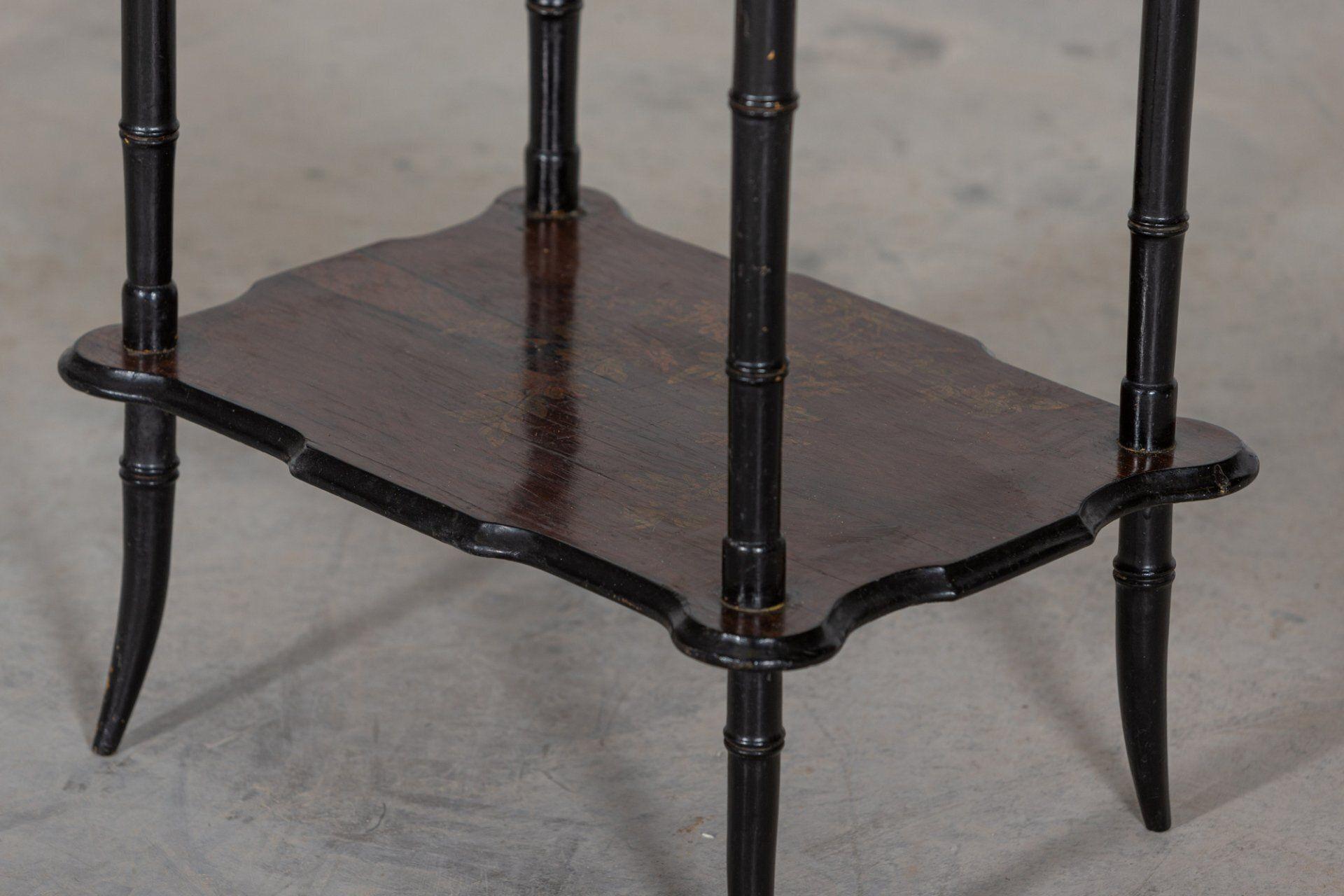 19th C English Rosewood Chinoiserie Two Tier Side Table For Sale 9