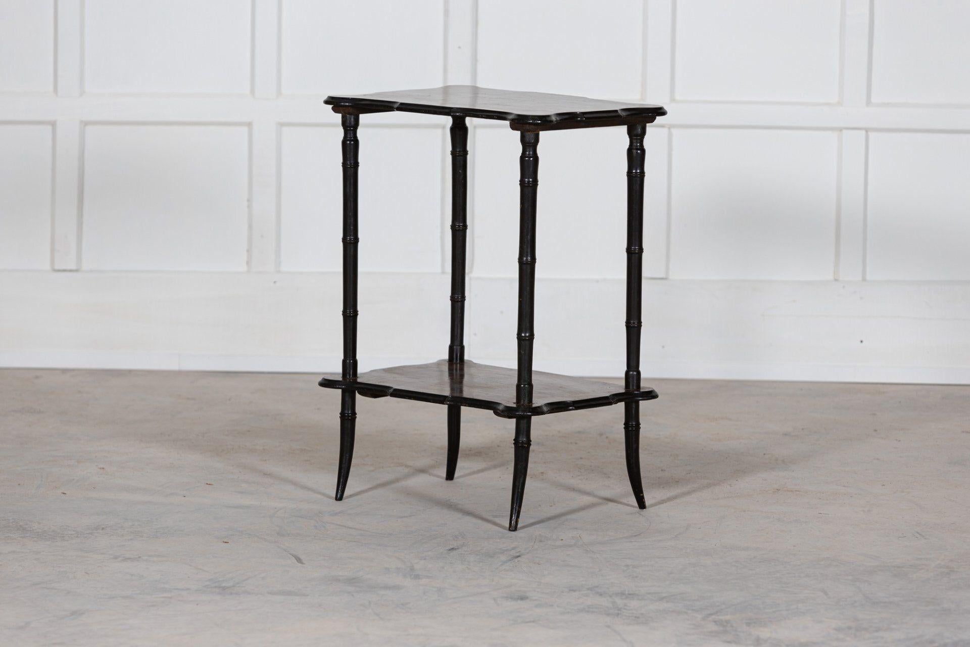 19th C English Rosewood Chinoiserie Two Tier Side Table For Sale 1