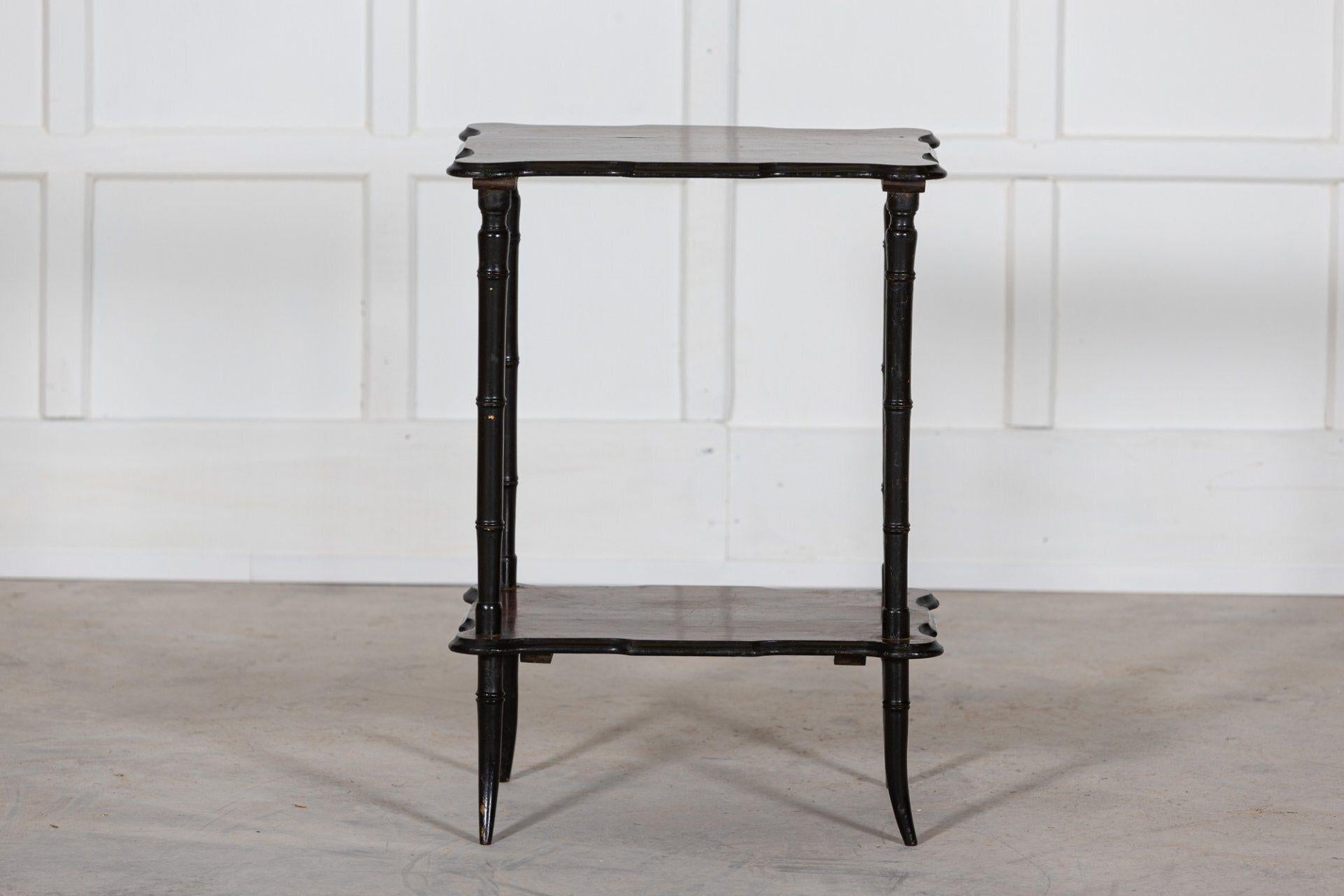 19th C English Rosewood Chinoiserie Two Tier Side Table For Sale 2