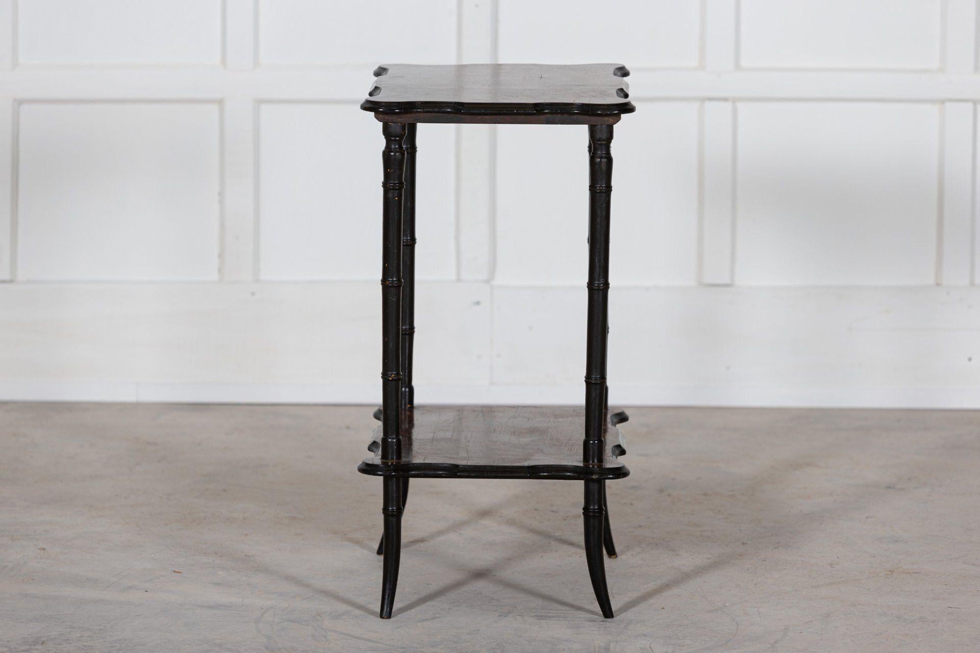 19th C English Rosewood Chinoiserie Two Tier Side Table For Sale 4