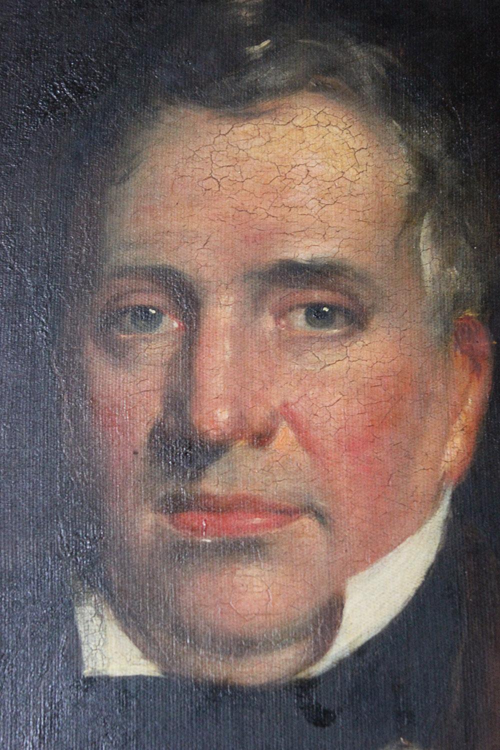 Hand-Painted 19th Century English School Oil on Board Portrait of a Gentleman, circa 1870