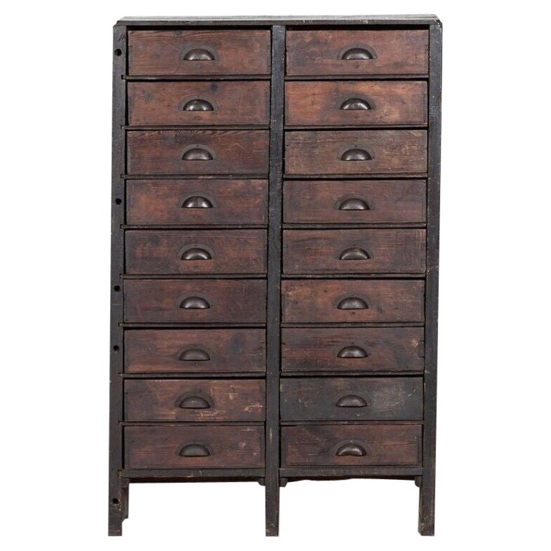 19thC English Scratch Built Pine Bank Drawers