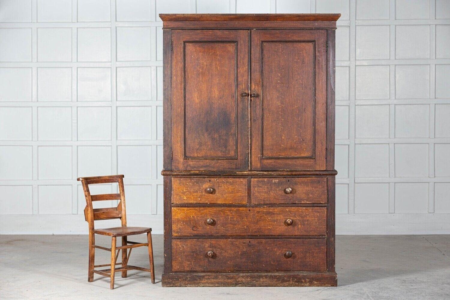 19th C English Scrumbled Pine Housekeepers Cupboard For Sale 1
