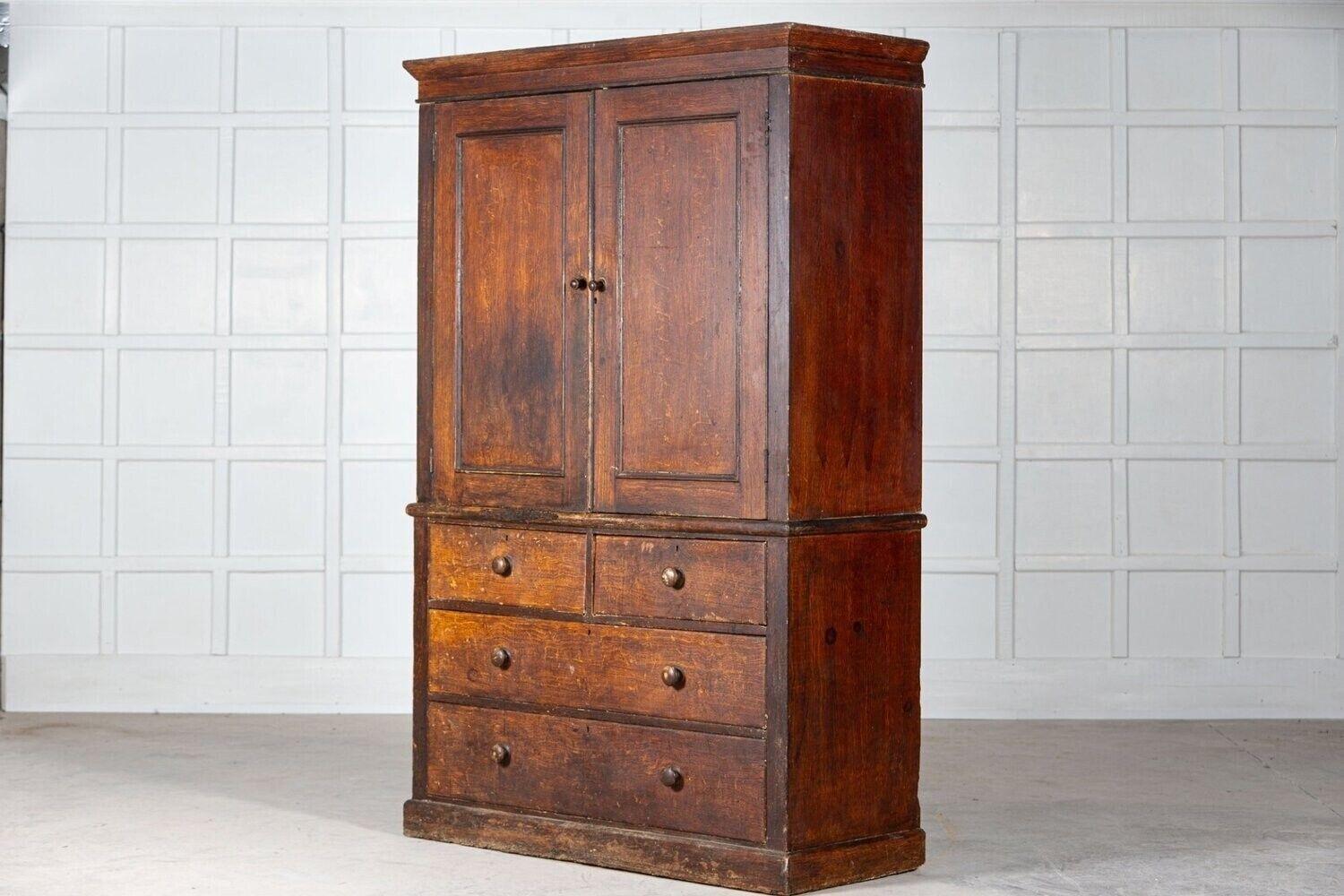 19th C English Scrumbled Pine Housekeepers Cupboard For Sale 2