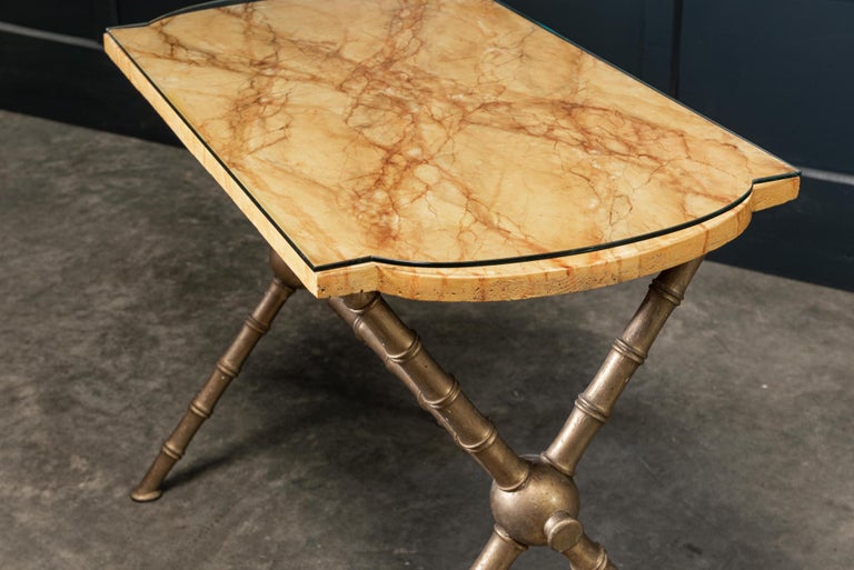 English 19th century simulated marble and glass faux bamboo side table, circa 1880.

Provenance: Hambrook House, Gloucestershire.

Measures: W 84.5 x H 66 x D 50cm.



 