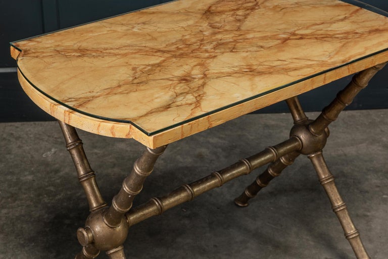 19th Century English Simulated Marble and Glass Faux Bamboo Side Table In Good Condition For Sale In Staffordshire, GB
