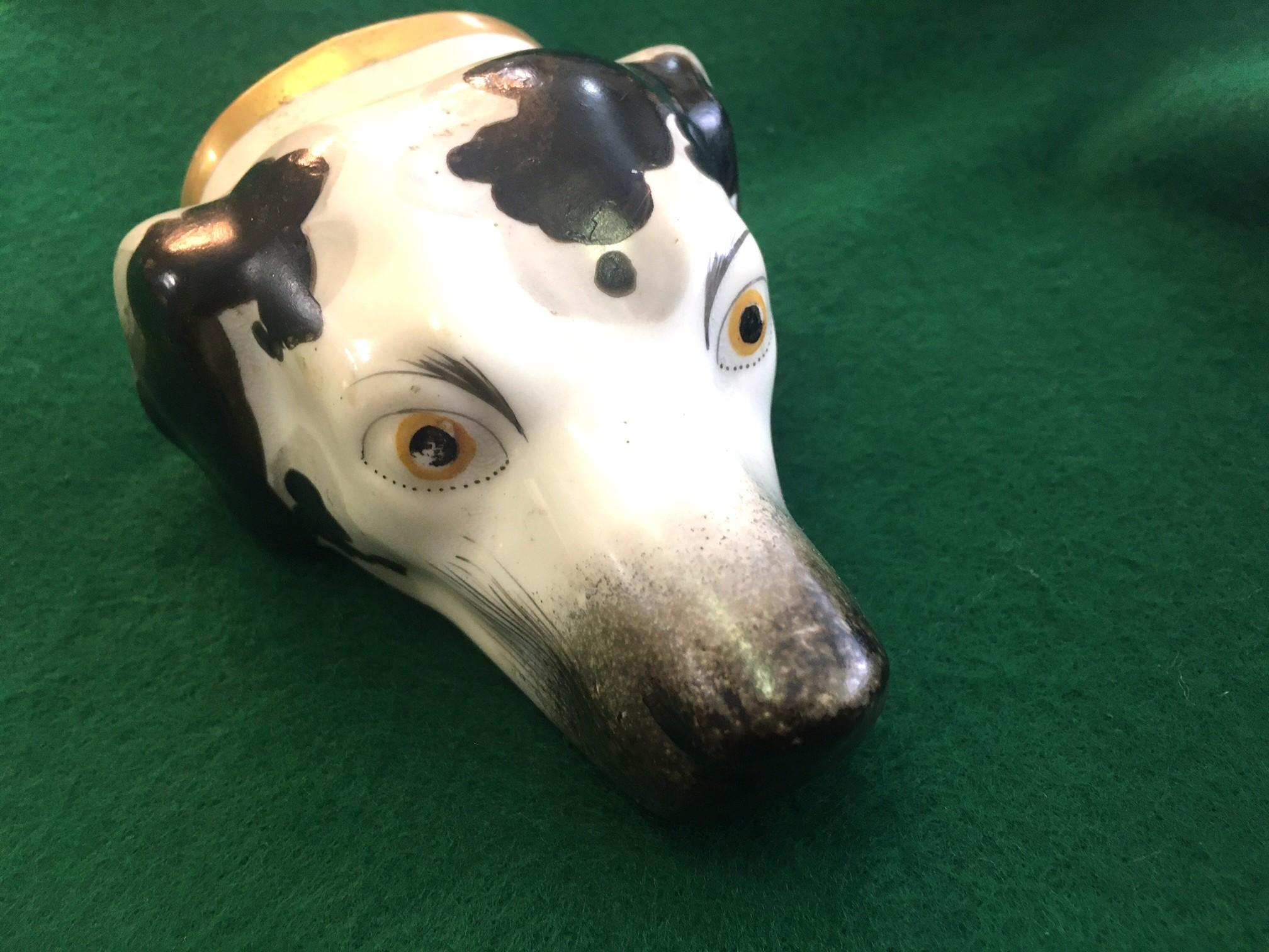 Stirrup Cup 19thc English Staffordshire Creamware Hound's Head For Sale 2