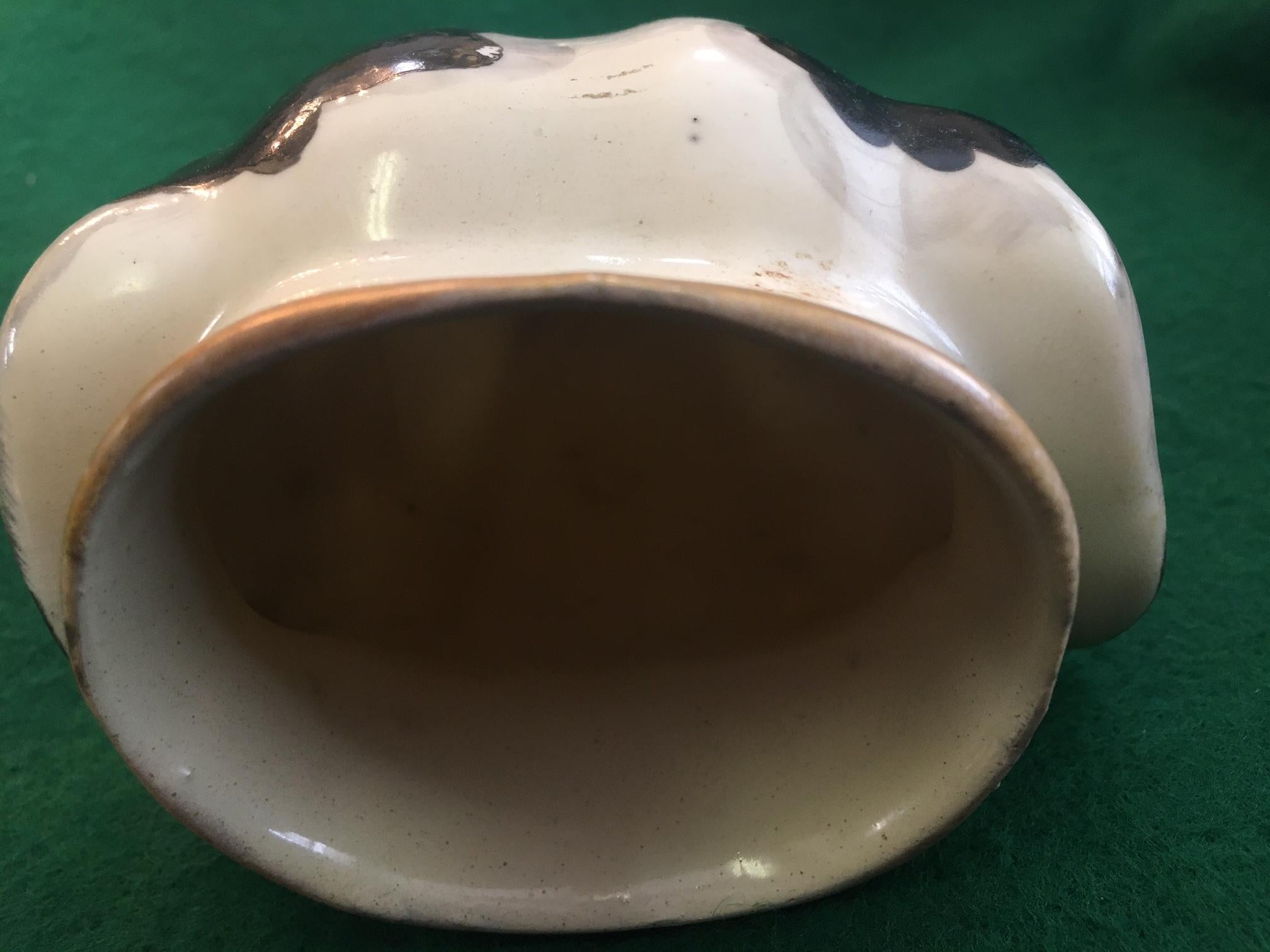 Porcelain Stirrup Cup 19thc English Staffordshire Creamware Hound's Head For Sale