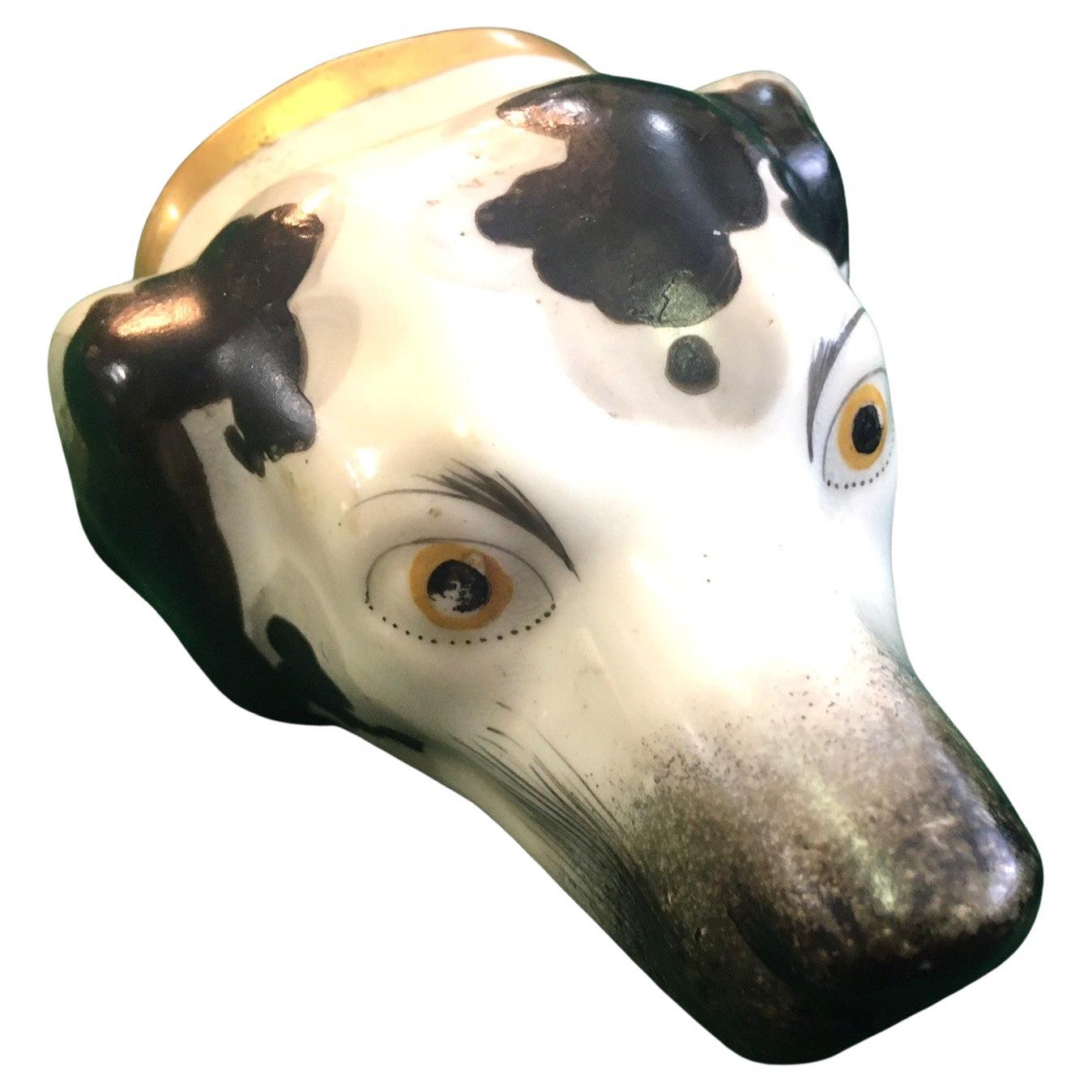 Stirrup Cup 19thc English Staffordshire Creamware Hound's Head For Sale
