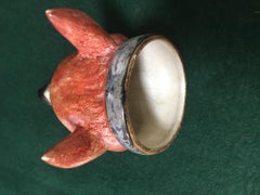 Tazza a staffa 19° sec. inglese Staffordshire Creamware Volpe Rossa