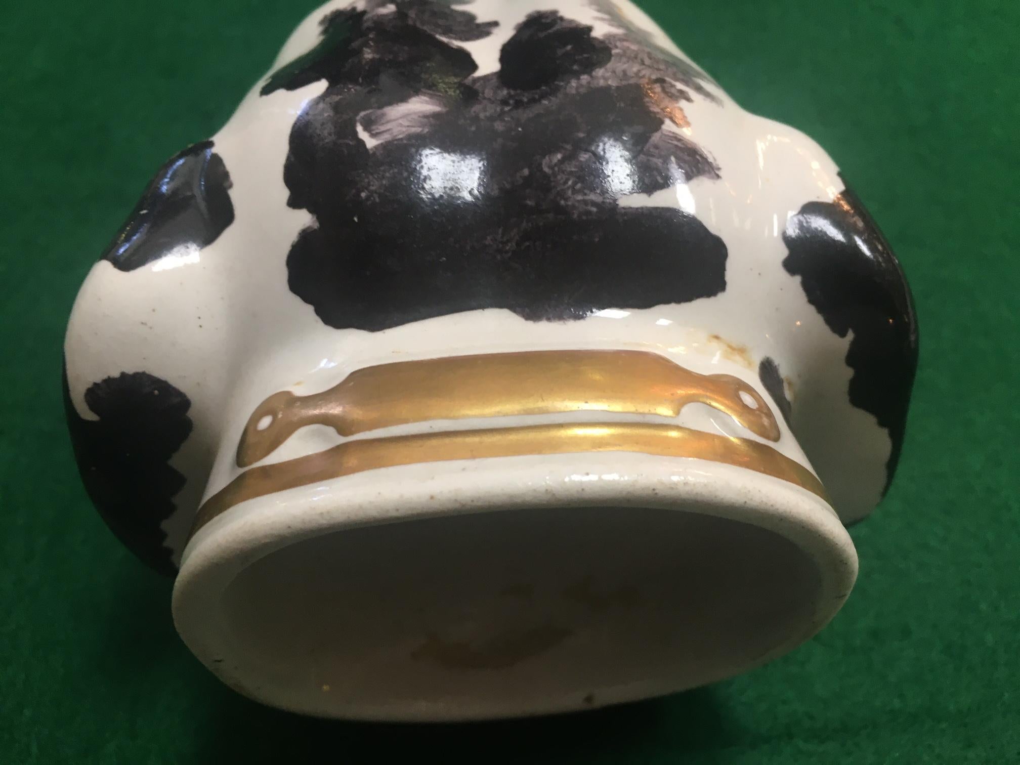 Hand-Painted Stirrup Cup 19thc English Staffordshire Large Hound's Head For Sale