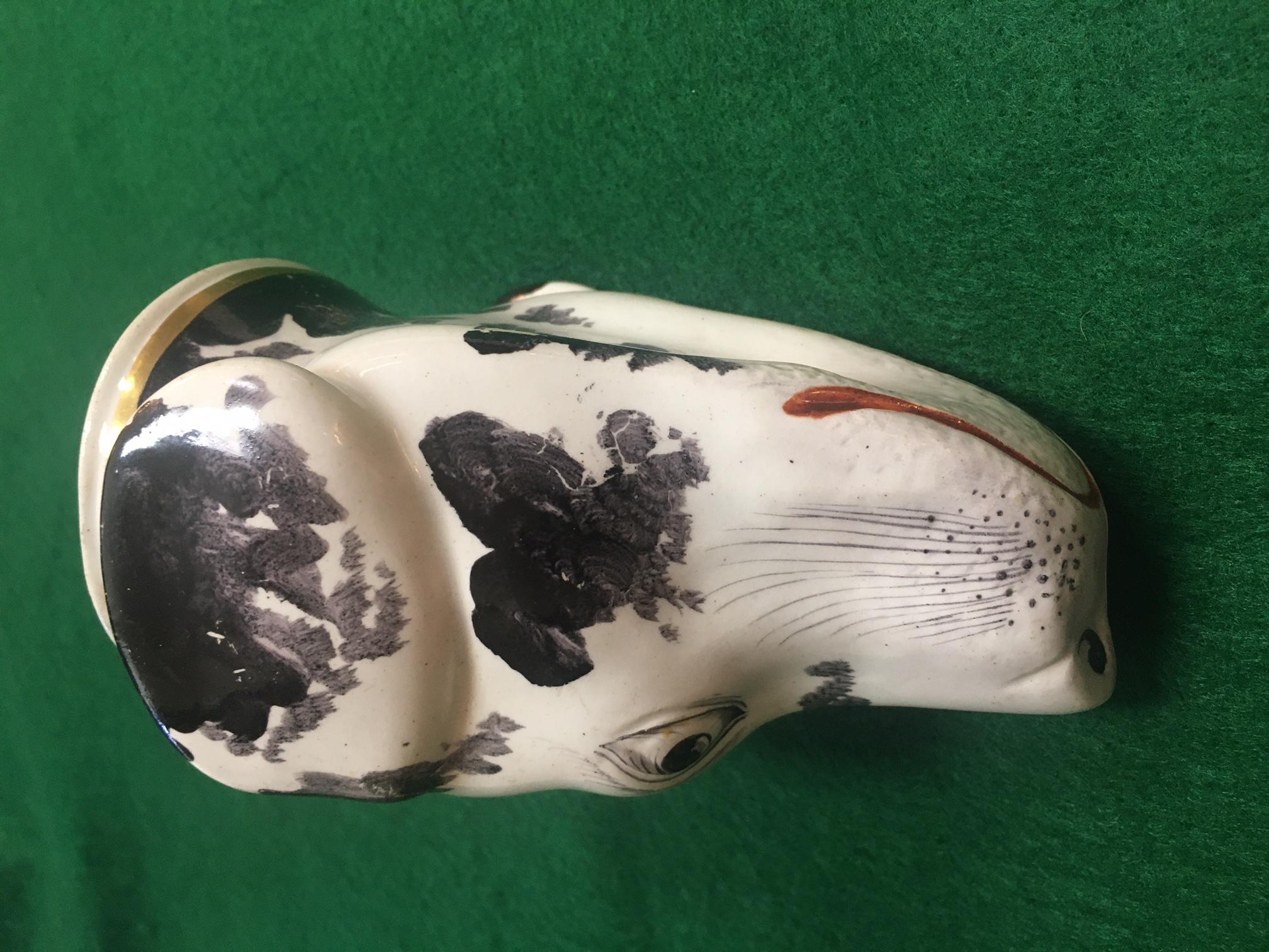 Early 19th Century Stirrup Cup 19thc English Staffordshire Large Hound's Head For Sale