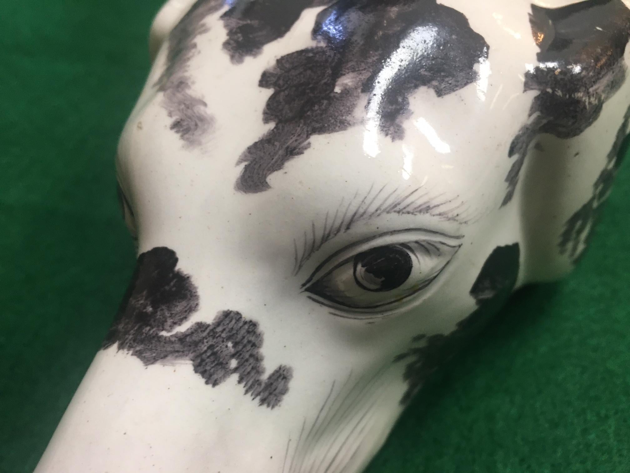 Stirrup Cup 19thc English Staffordshire Large Hound's Head For Sale 2