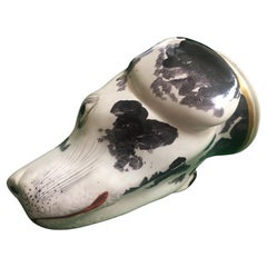 Stirrup Cup 19thc English Staffordshire Large Hound's Head