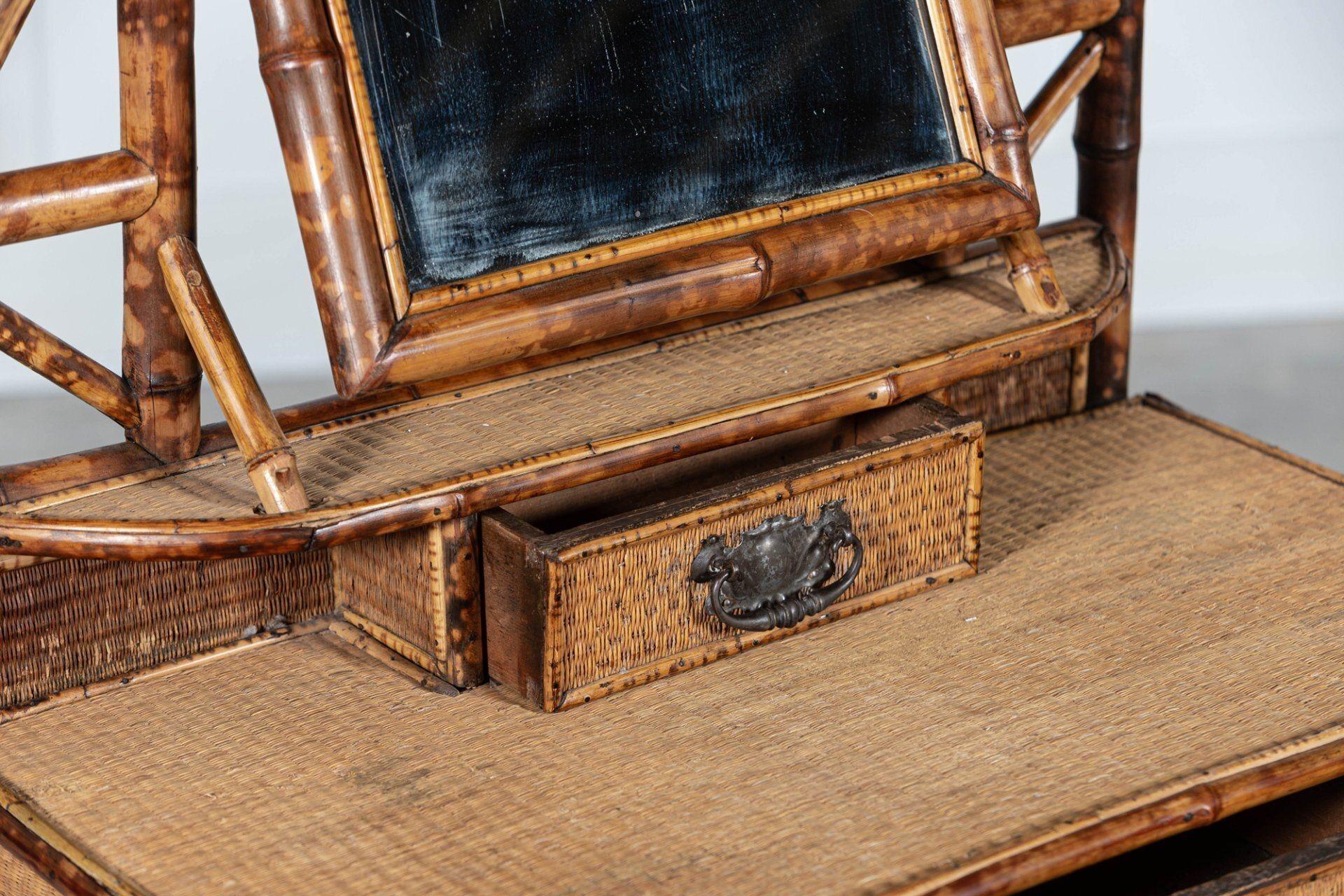 19thC English Tiger Bamboo Dressing Table & Matching Chair 5