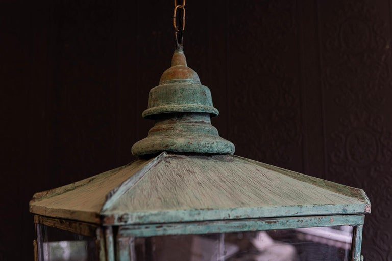 19th Century English Verdigris Copper Lantern at 1stDibs