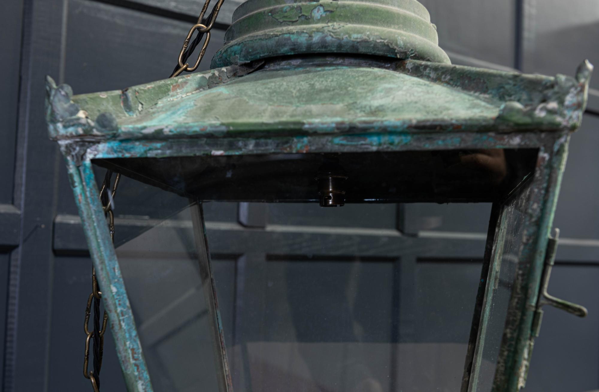 19th Century English Verdigris and Painted Lantern 4