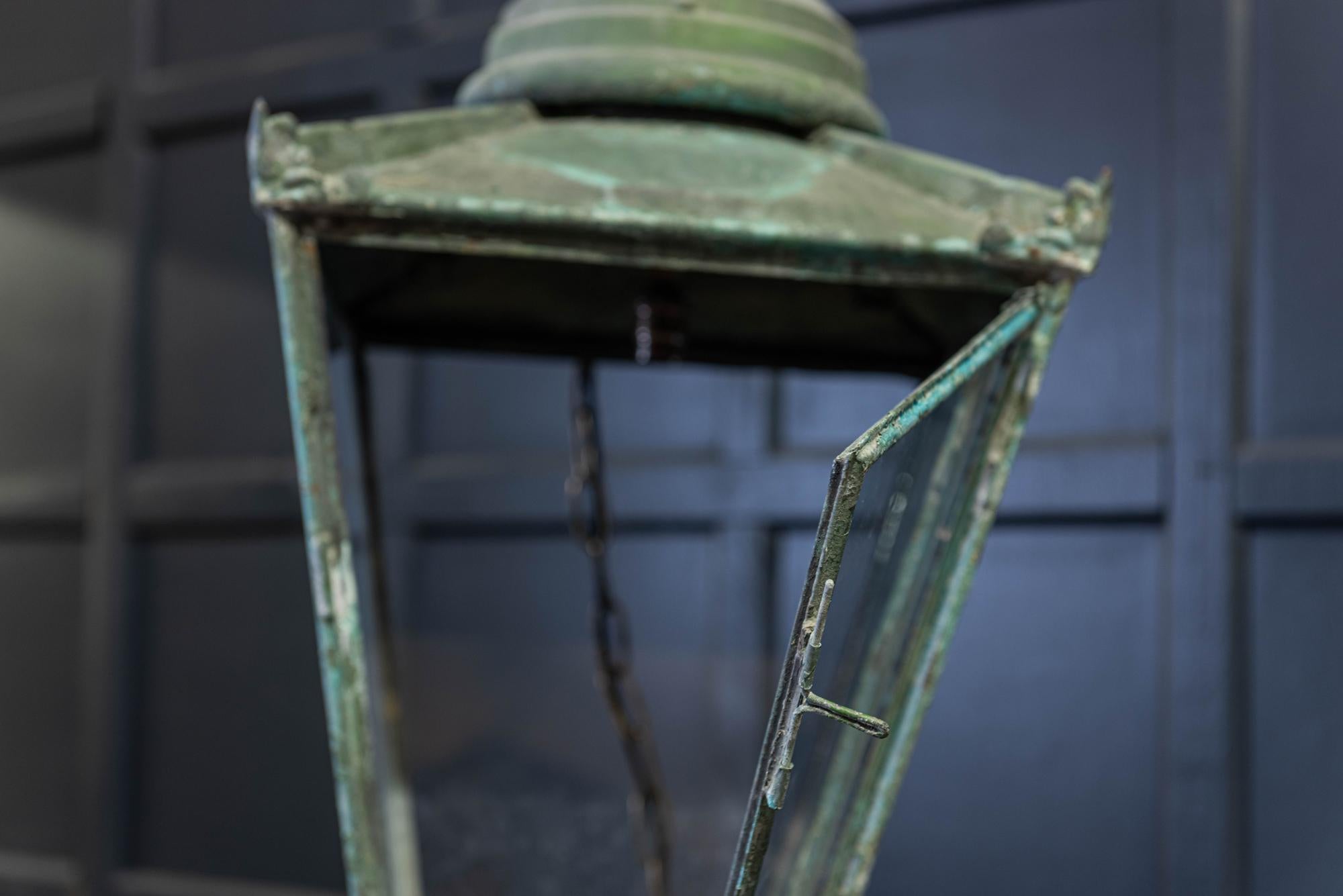19th Century English Verdigris and Painted Lantern In Good Condition In Staffordshire, GB