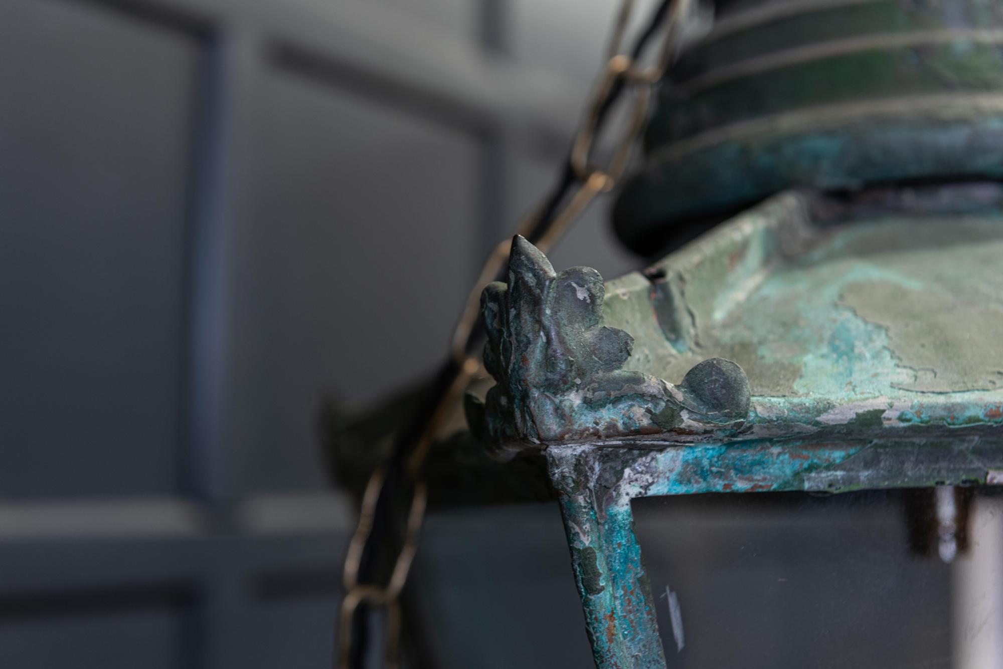 19th Century English Verdigris and Painted Lantern 1