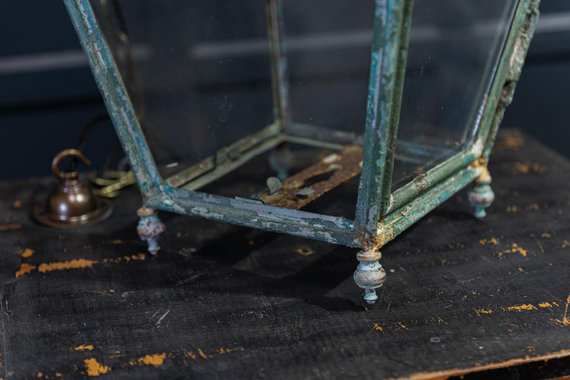 19th Century English Verdigris and Painted Lantern 3