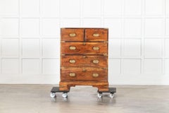 19thC English Walnut Campaign Chest Drawers