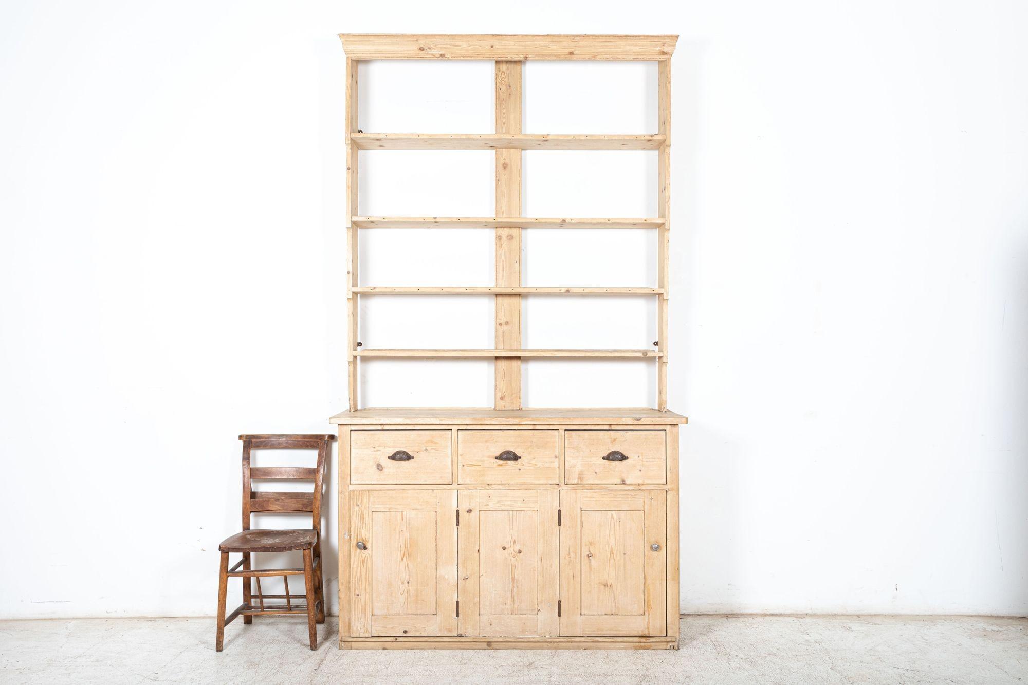 19thC English Waterfall Open Pine Dresser In Good Condition For Sale In Staffordshire, GB